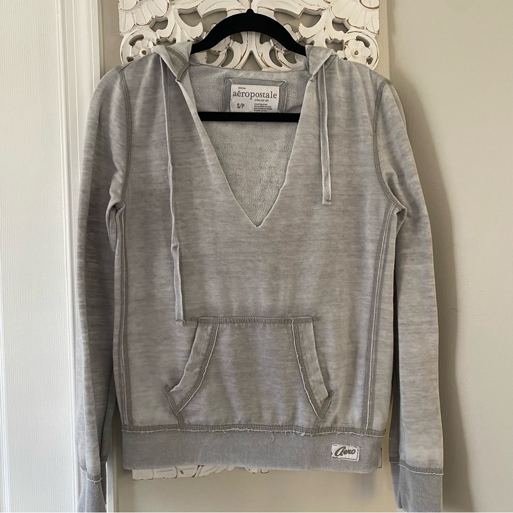Aeropostale Gray V-Neck Hoodie